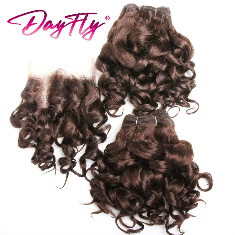 6+1/Lot Brazilian Hair Weaving With Closure Ombre Bouncy