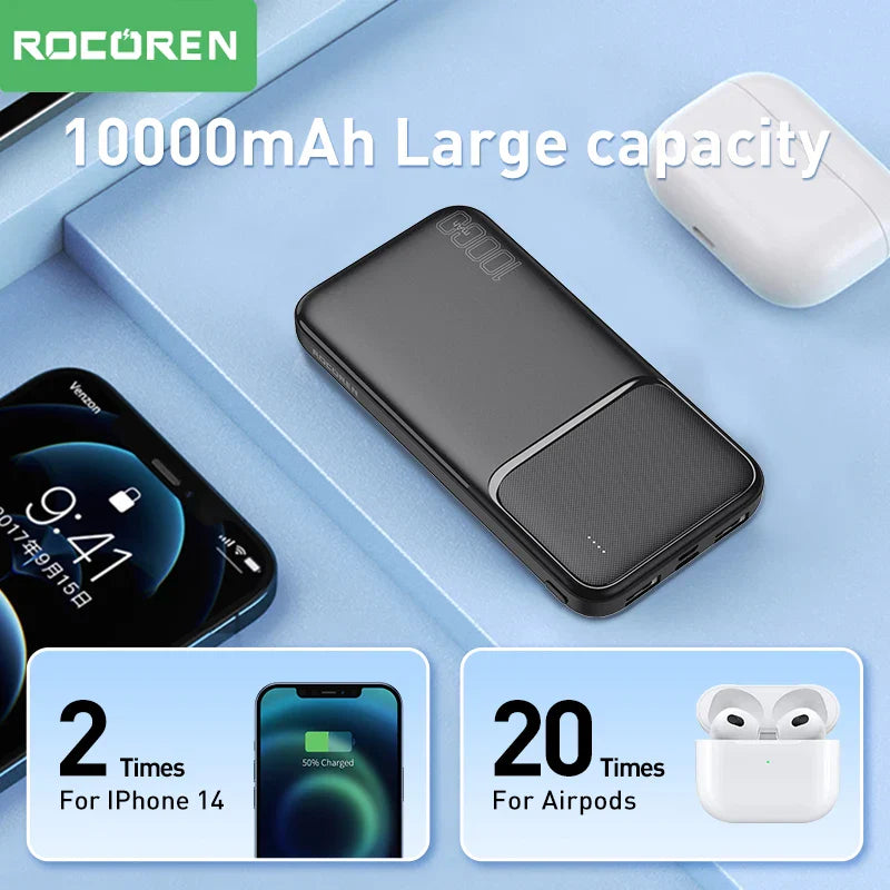 Rocoren Power Bank 10000mAh Portable Charger External Battery