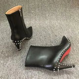 2024 Women's Red Bottom Ankle Boots with Rivets