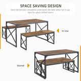 Kitchen Table with 2 Benches for 4-6,Wood Dining