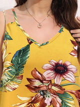 Polyester Plus Size Womens Curvy Print Sunflower Pleated