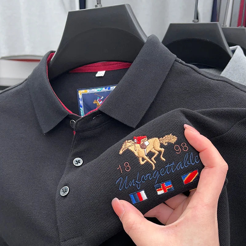 High Quality Luxury Men's Polo Shirt Autumn Lapel