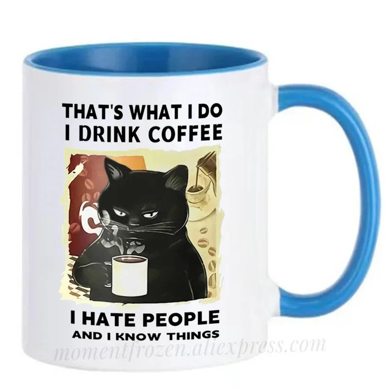 Funny Cat Mugs Coworker Gifts Coffee Spelled Backwards