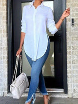 Plus Size Casual Simple MidLong Sleeve Womens Spring