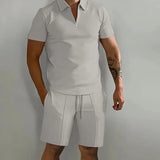 Summer New Solid Color Men's Sets High Street