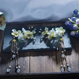 1pair Chinese Hanfu Hair Accessories Red Flower Hairpins
