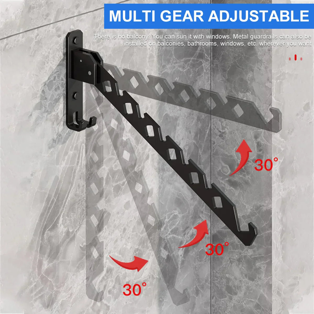 Clothes Drying Rack Adjustable Angle Clothes Hanger Wall-mounted