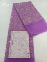 5 Yards Tulle Net African Lace Fabric Beaded