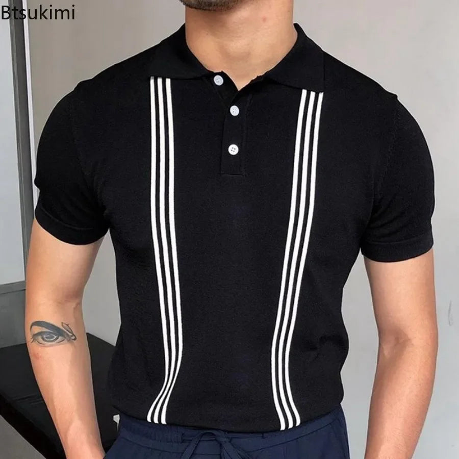 Men's Summer Short Sleeve Polo Shirts Knitted Business