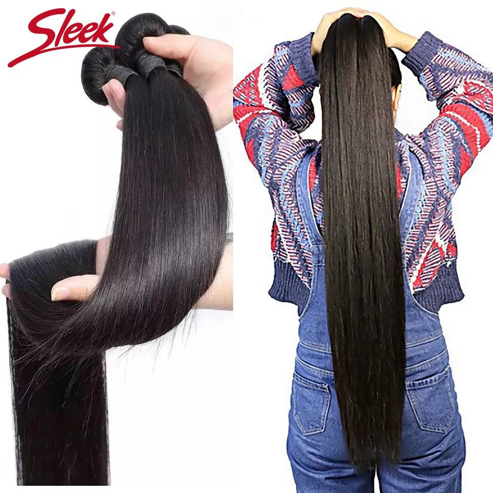 Sleek Brazilian Straight Human Hair Bundles 1/3/4 Pcs