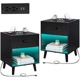Nightstands Set of 2 with Charging Station and