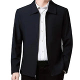 Two Side Zipper Pockets Men Jacket Elegant Mid-aged