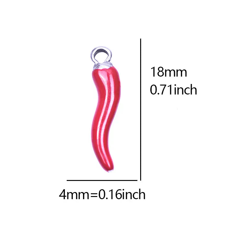 5pcs Stainless Steel Chili Charms Pendant For Jewelry