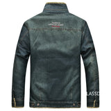 Men Denim Jackets Winter Coats Fleece Warm Jeans