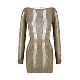 Puloru Sexy Knitted Cutout Short Dress 2022 Spring
