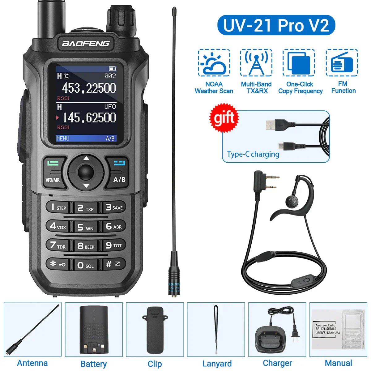 Baofeng UV-21 PRO V2 Walkie Talkie Wireless Copy