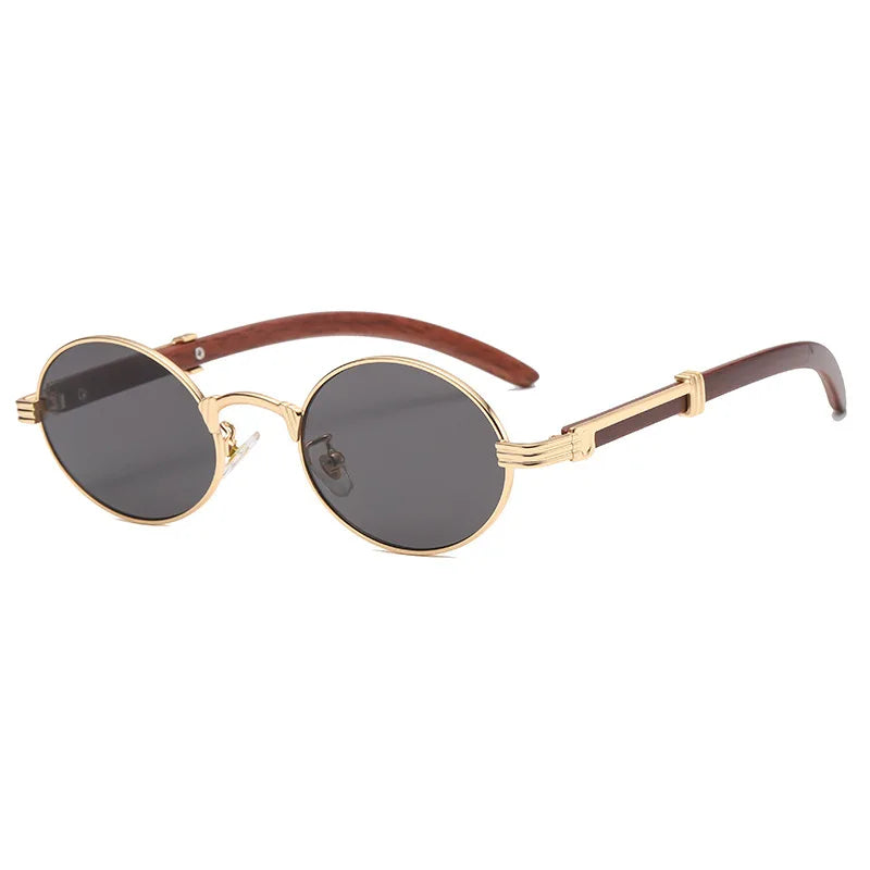 2022 New Vintage Imitation Wood Sunglasses Europe and