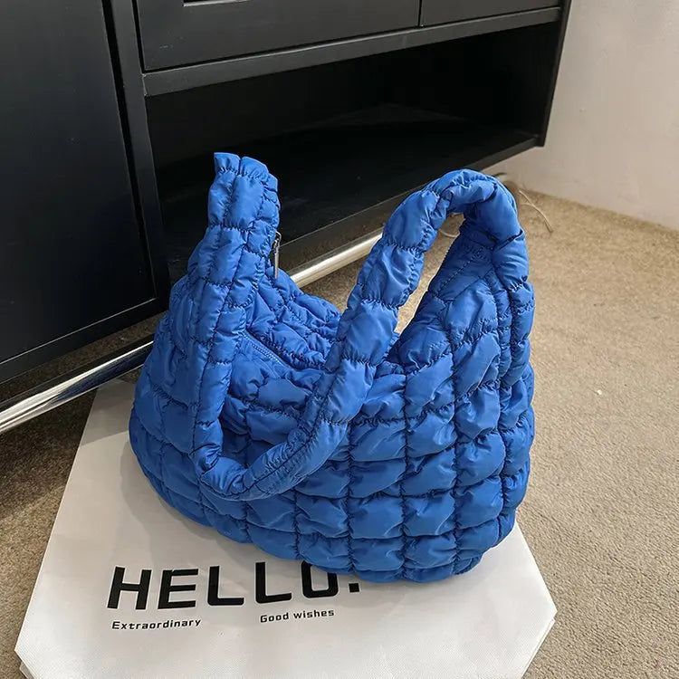 Quilted Padded Crossbody Bag for Women Pleated Bubbles