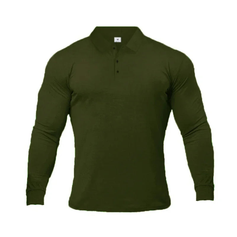 Brand Polo-Shirts Long Sleeve Male Cotton Solid Fitness