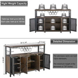 Industrial Wine Bar Cabinet for Liquor and Glasses,