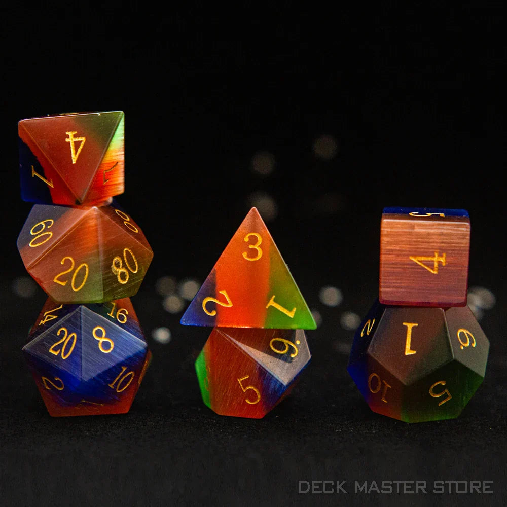 7pcsset Polyhedral Gemstone DnD Dice Set for Tabletop