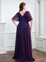 Sequin Evening Dress For Wedding Bridesmaid Plus Size