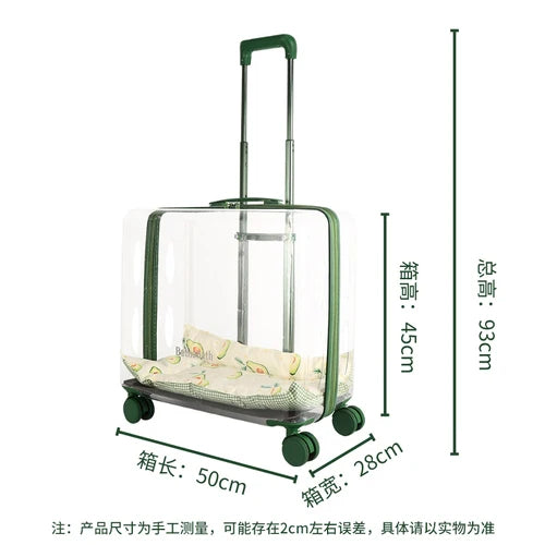 Clear Animal Cats Carriers Pet Trolley Stroller Pocket