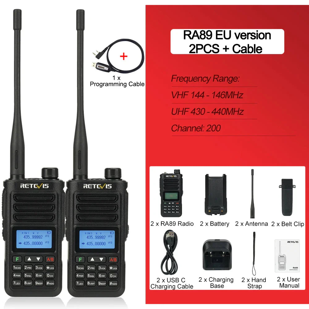 Retevis RA89 Walkie Talkie USB C Charge IP68