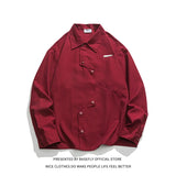 Autumn Solid Irregular Button Thin Men High Streetwear