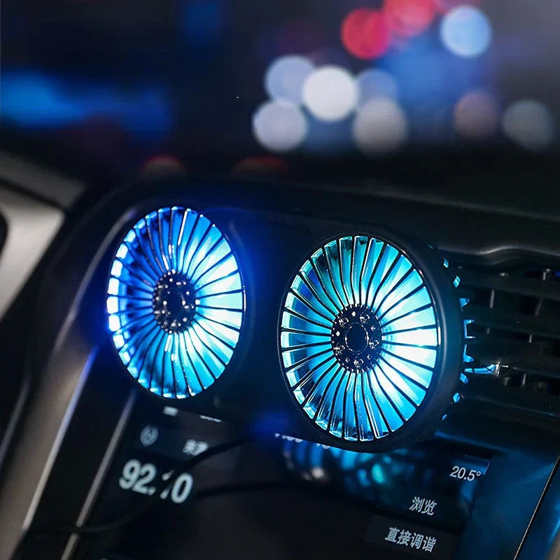 Car Fan New Dualhead USB Electric Fan Multifunction