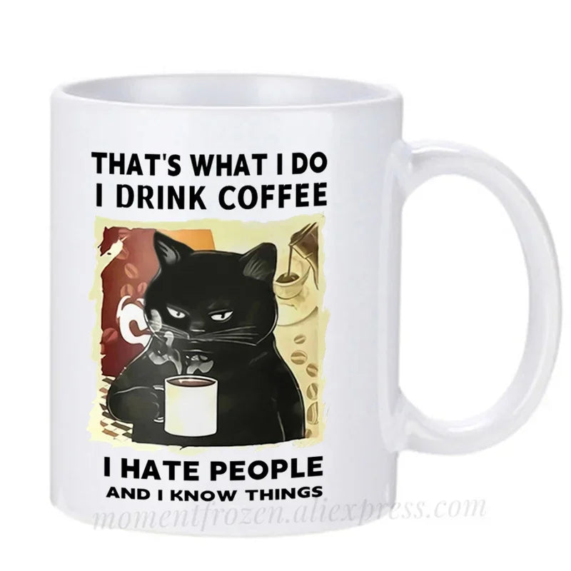 Funny Cat Mugs Coworker Gifts Coffee Spelled Backwards