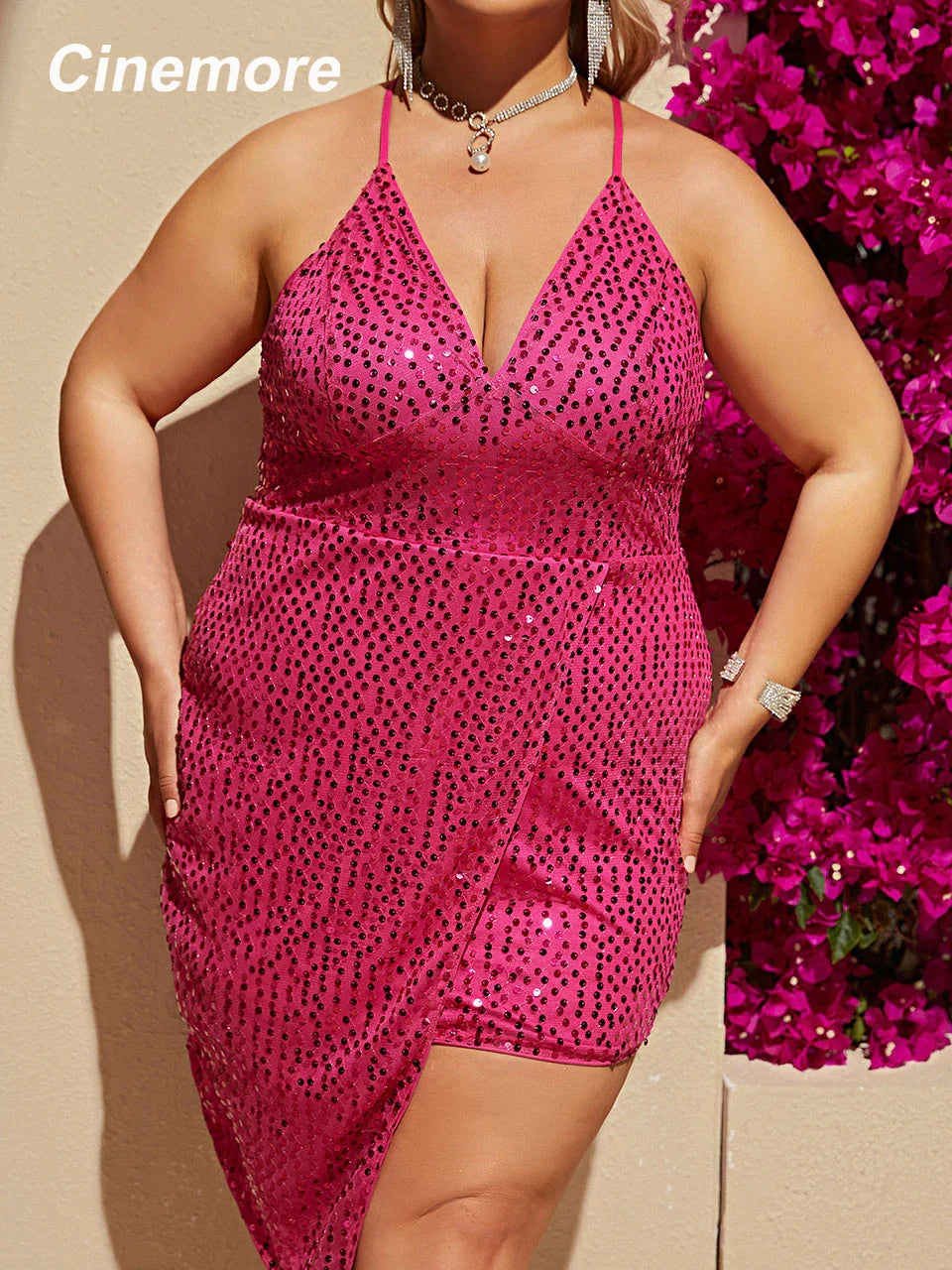 Cinemore Women Sexy Bodycon Mini Dress Plus Size