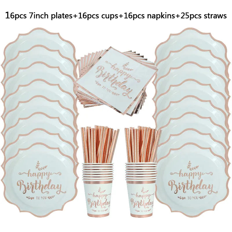 Rose Gold Party Supplies Disposable Polka Dots Paper