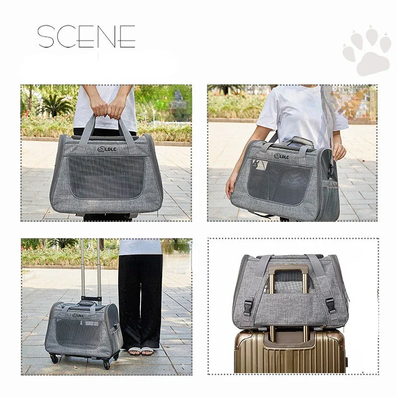 Breathable Portable Outing Puppy Carrier Pull Rod Box