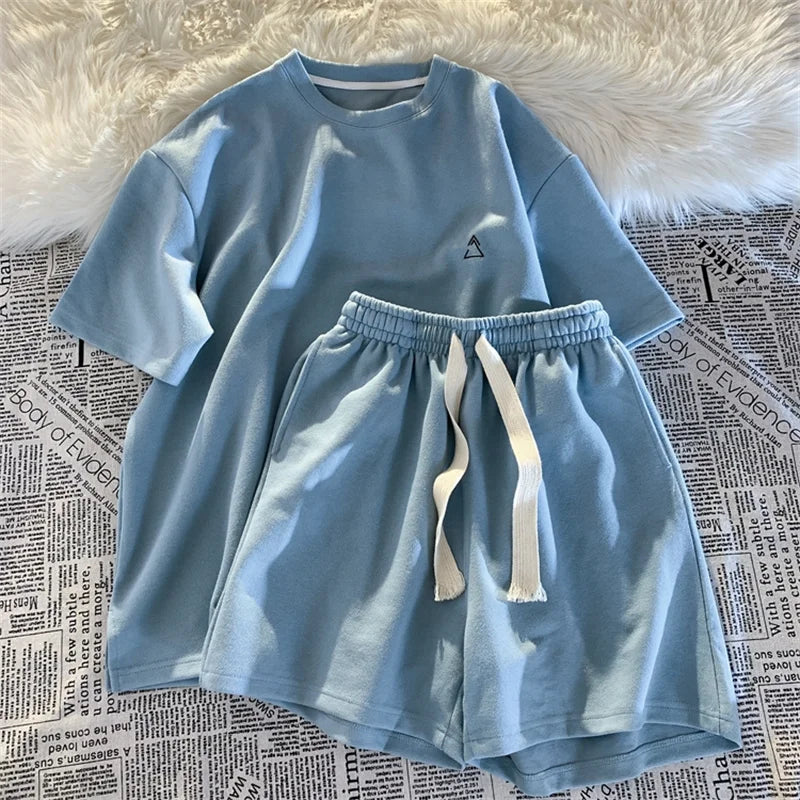 Gmiixder Solid Suit Summer Casual Short-sleeved Shirt +