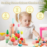 Children Wooden Colored Stone Balanc Building Blocks Educational