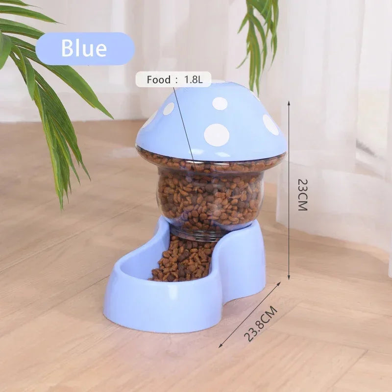 1.8L/500g Cat Automatic Feeder Mushroom Shape Water Bottle