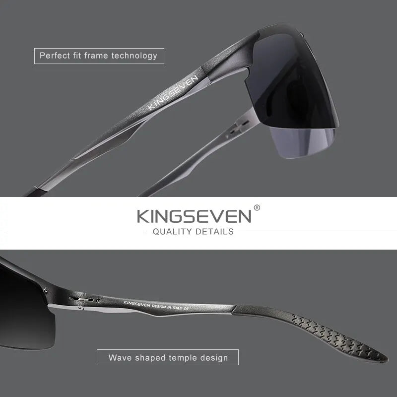 KINGSEVEN Genuine Polarized Men Aluminum Sunglasses Driving Mirror