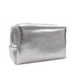 New Fashion Silver Soft Leather Clutch Cosmetic Bag Travel Portable Bathroom Organizer Storage Makeup Bag Toilet Bag Pouch