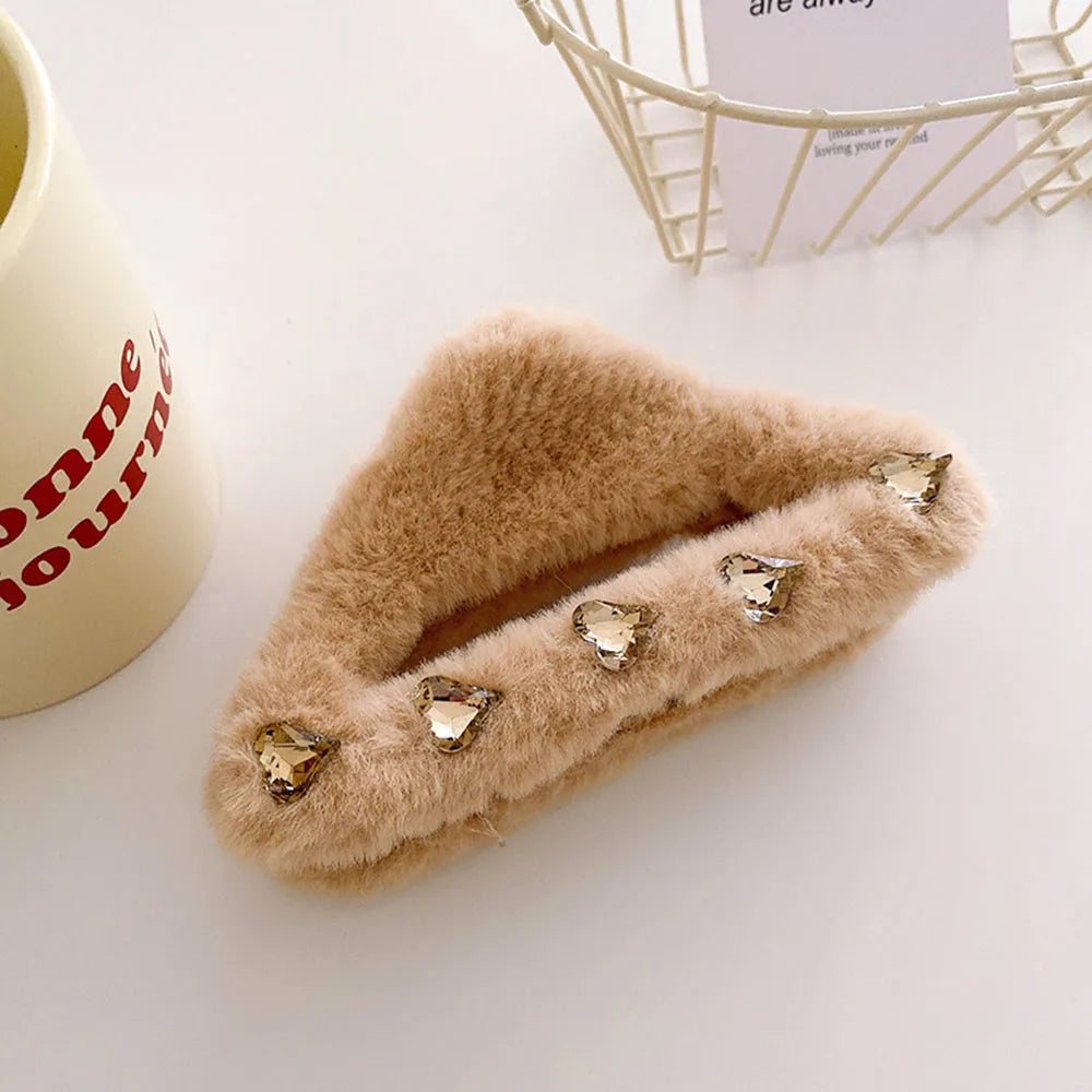 Autumn Winter Retro Oversized Geometric Plush Hair Clip