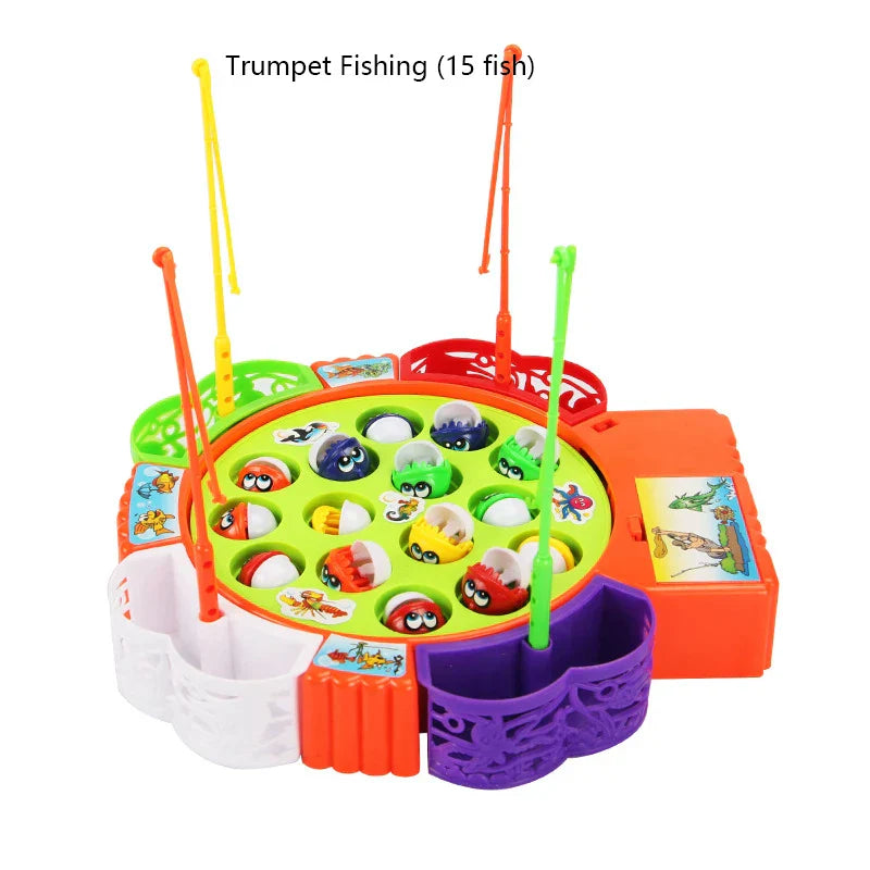 Electric Musical Rotating Fishing Toy Children Board Play