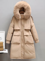 Fitaylor Winter Women Long Jacket Large Natural Fur