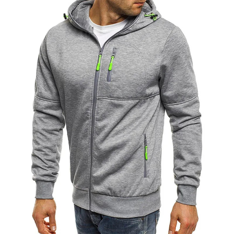 Men's Hoodies Sweatshirts Spring Autumn Casual Solid Zip