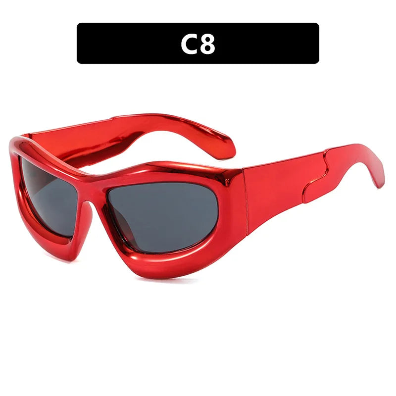 Fashion Y2K Cyberpunk Sunglasses Women Men UV400 Red