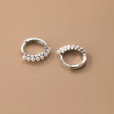 WANTME 925 Sterling Silver Vintage Simple Pearl Huggies