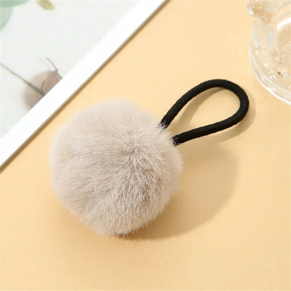 Cute Fur Ball Plush Hair Rope High Elastic