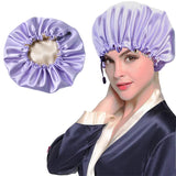 Ladies Satin Nightcap Solid Color Simple Drawstring Adjustable