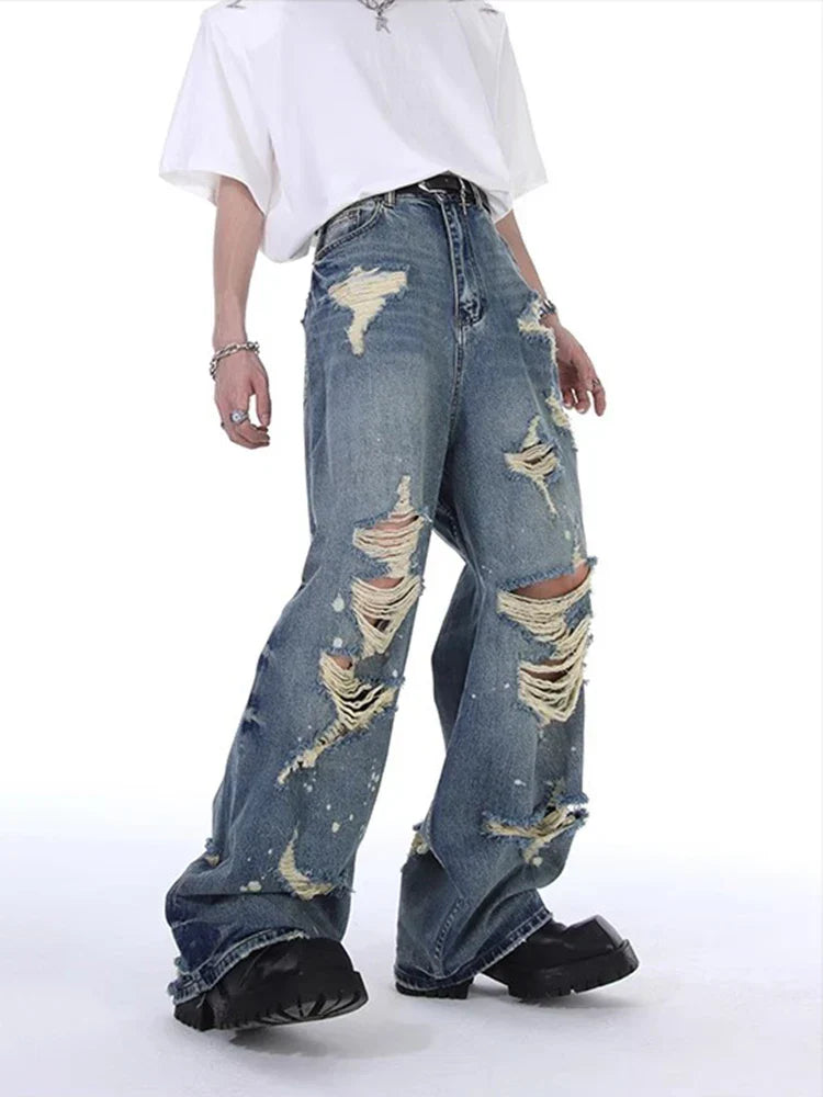 REDDACHIC Men's Torn Ripped Baggy Jeans Hiphop Loose