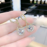 Trendy Round Crystal Drop Earrings For Women Luxury