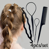 4pcsSet Women DIY Hair Tail Tools Donut Bun
